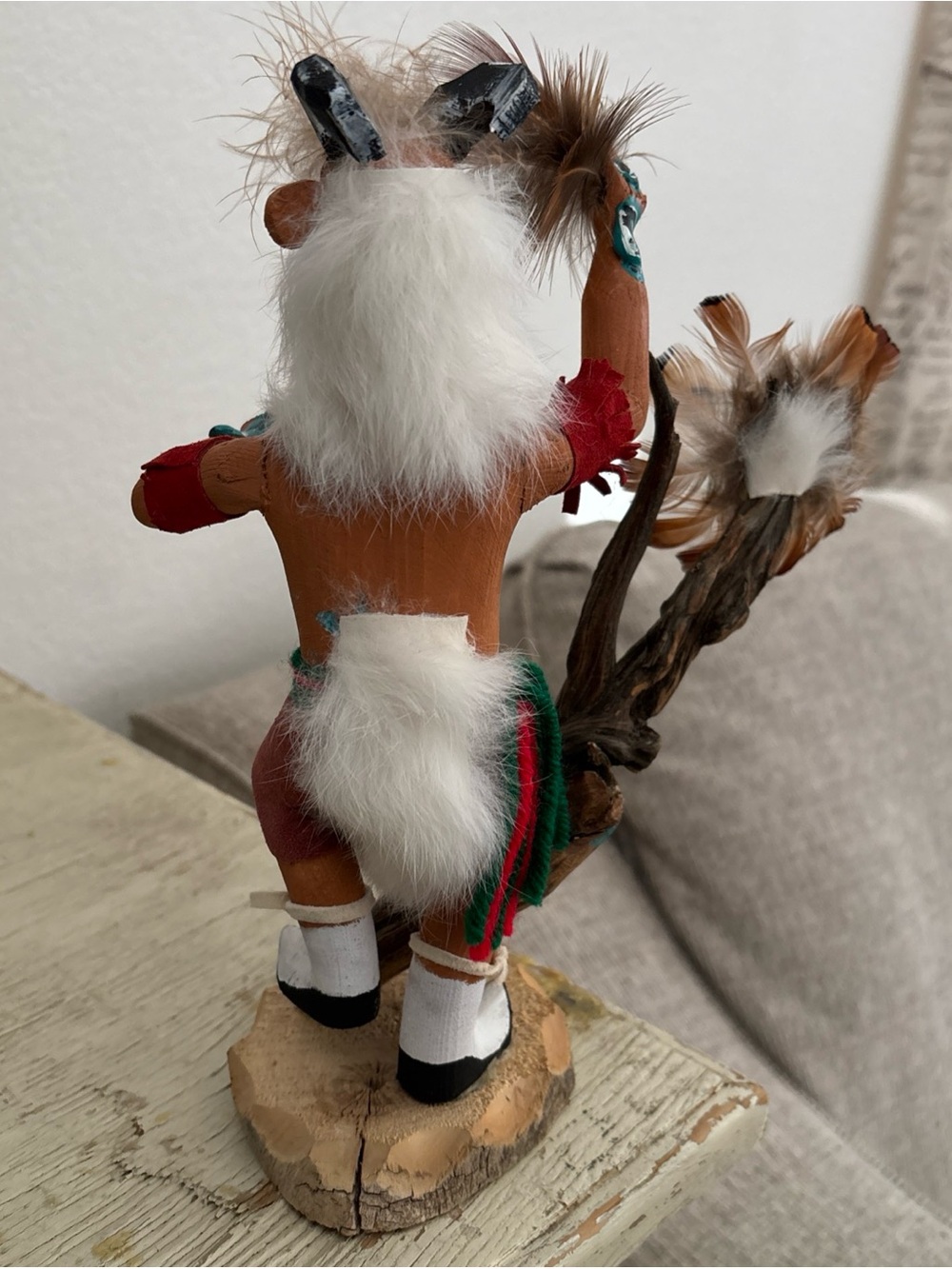 Vintage Brown and Red Kachina Doll with Feathers Native American decoration Vtg - Picture 6 of 16